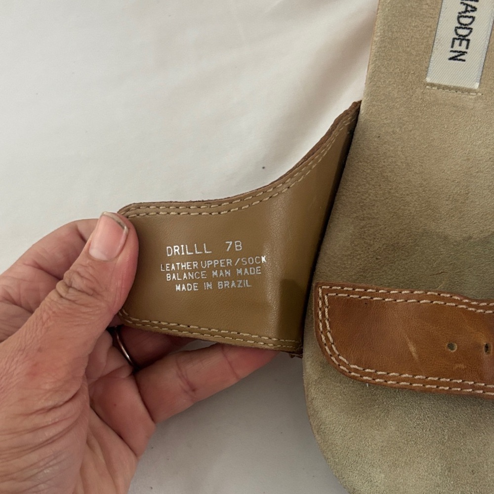 Steve Madden Brown Leather heel Slide Mules with Buckle - Picture 5 of 5